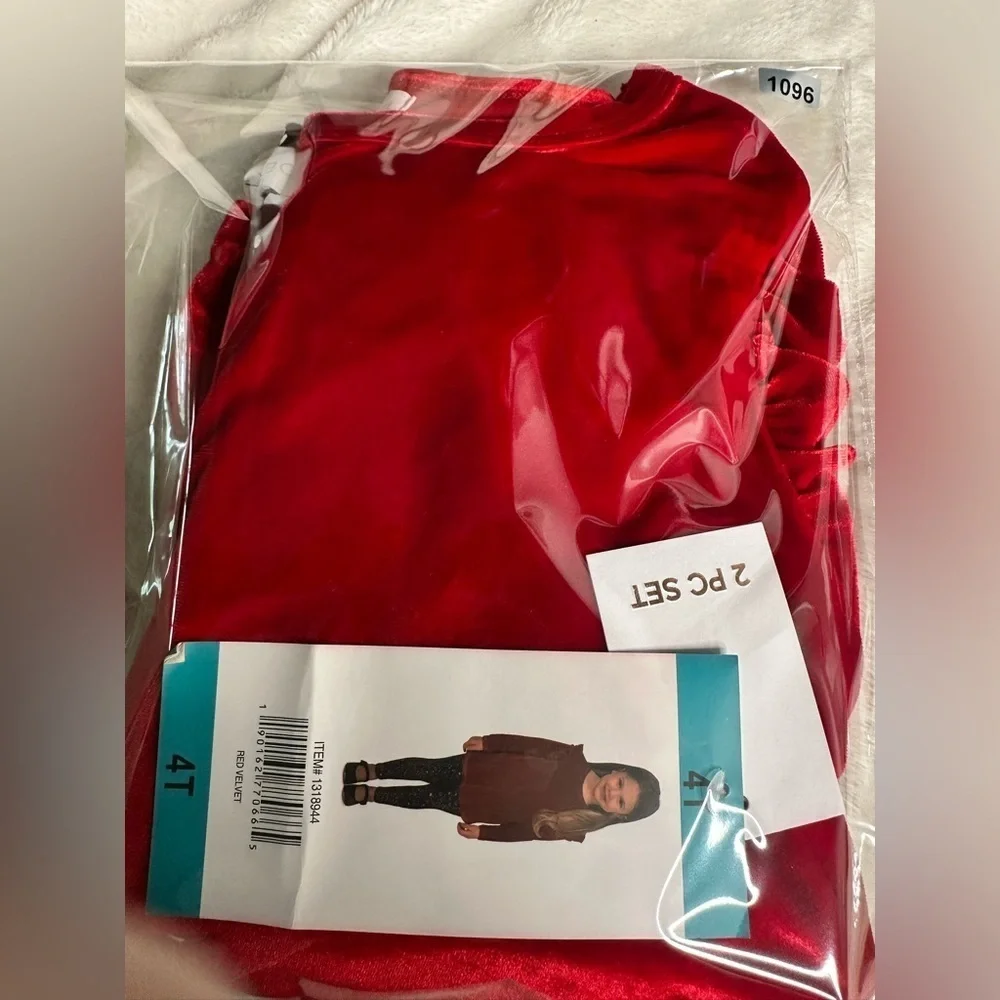 BCBG Girls' Red Velvet 2 Piece outfit Leggings Velvet Set Outfit Pick Size
